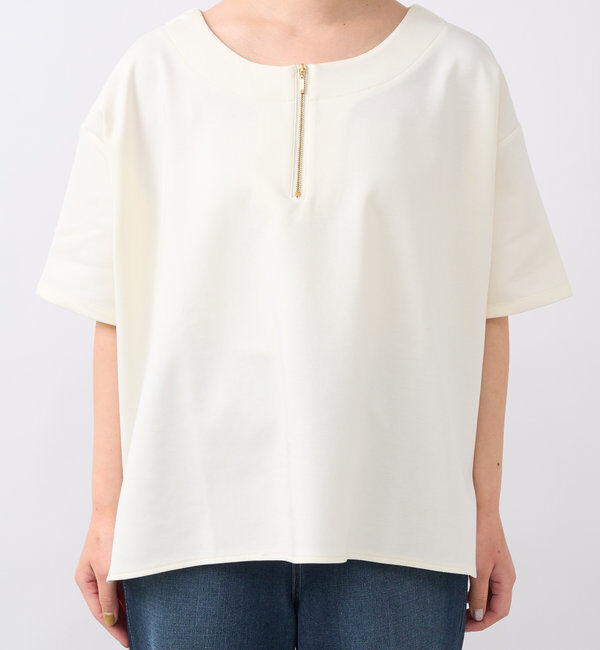  「《楽ちんきちんと見え》ハーフジップダンボールポンチョ」|Tシャツ・カットソー|