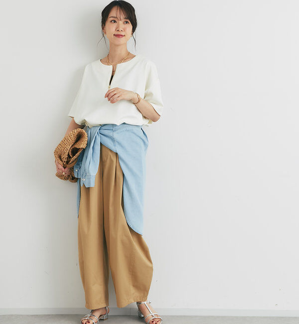  「《楽ちんきちんと見え》ハーフジップダンボールポンチョ」|Tシャツ・カットソー|