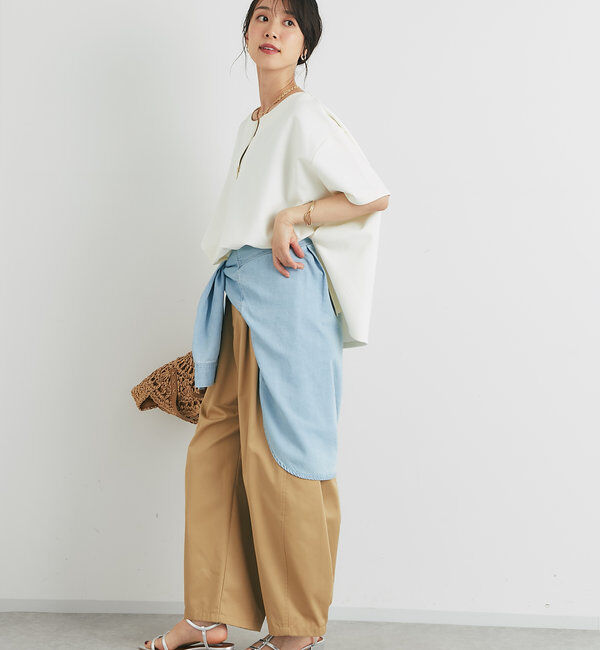  「《楽ちんきちんと見え》ハーフジップダンボールポンチョ」|Tシャツ・カットソー|