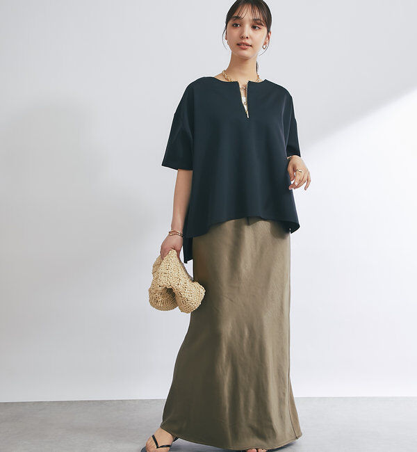  「《楽ちんきちんと見え》ハーフジップダンボールポンチョ」|Tシャツ・カットソー|