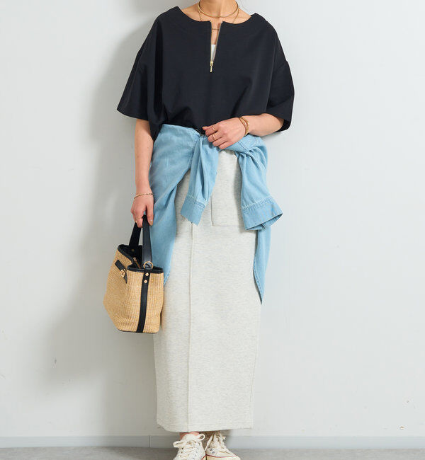  「《楽ちんきちんと見え》ハーフジップダンボールポンチョ」|Tシャツ・カットソー|