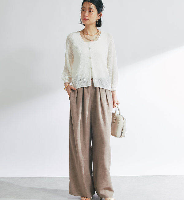  「《軽量・通気性・吸水速乾性》イージーケア和紙ニットカーディガン」|ニット・セーター|