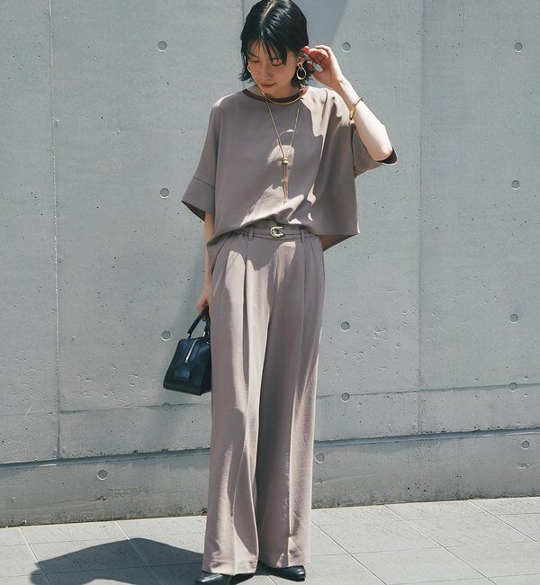  「《来春のおでかけに》ハイストレッチカルゼワッシャータックパンツ」|その他|