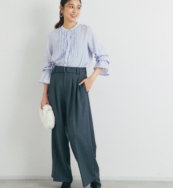  「《大人エレガントなムードに》フロントフリルジョーゼットブラウス」|シャツ・ブラウス|