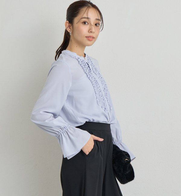  「《大人エレガントなムードに》フロントフリルジョーゼットブラウス」|シャツ・ブラウス|