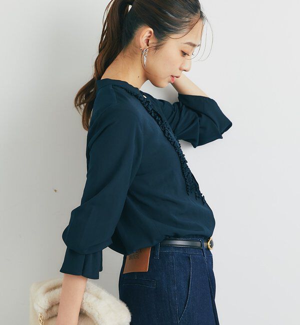  「《大人エレガントなムードに》フロントフリルジョーゼットブラウス」|シャツ・ブラウス|