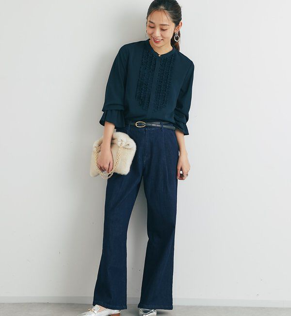  「《大人エレガントなムードに》フロントフリルジョーゼットブラウス」|シャツ・ブラウス|