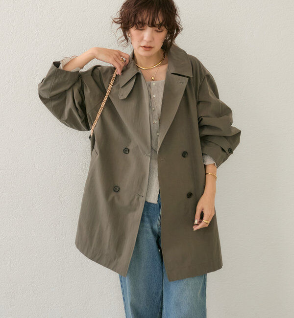  「【ラフに羽織れる】オーバーミドルトレンチコート」|トレンチコート|