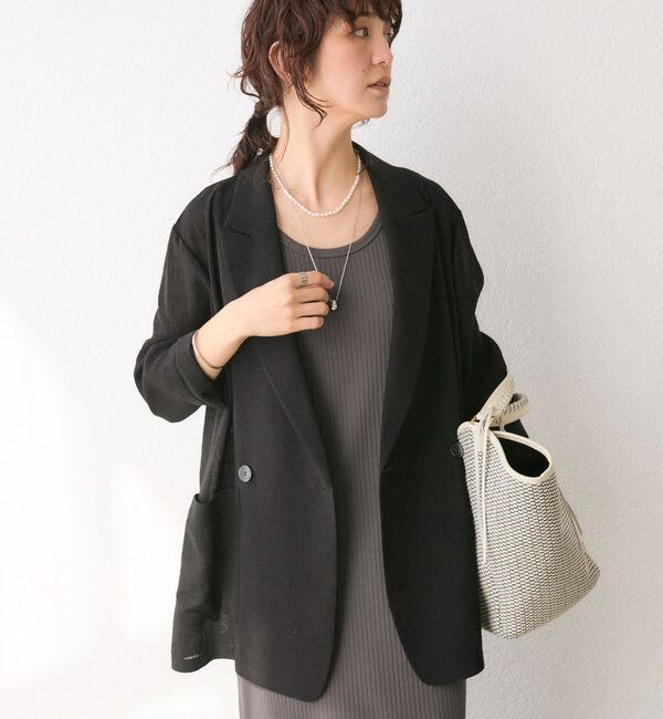  「【ウォッシャブル】シアースラブオーバージャケット」|テーラードジャケット|ブラック