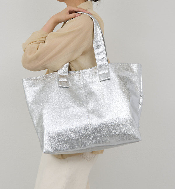  「【2.718】パテントBIGトート」|トートバッグ|シルバー