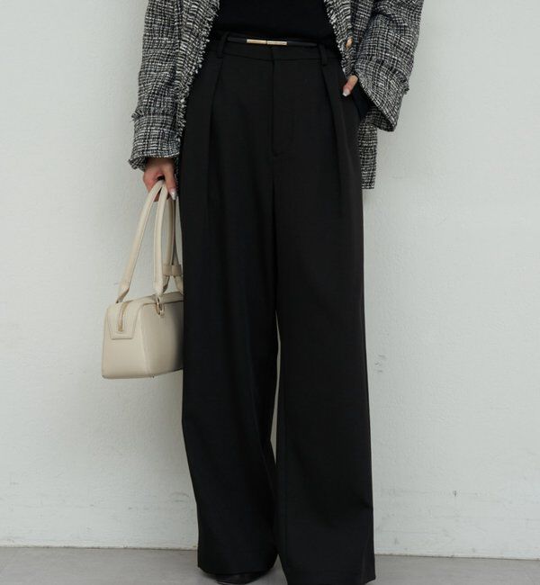  「タックワイドパンツ２」|チノ|ブラック