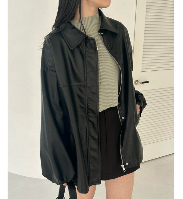  「【3色展開】フェイクレザージャケット」|その他|ブラック