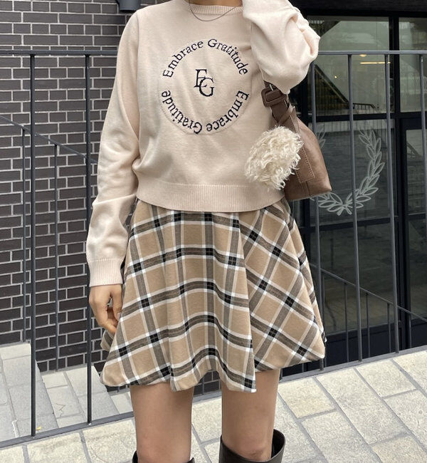  「[mline]チェックフレアミニスカート」|スカート|