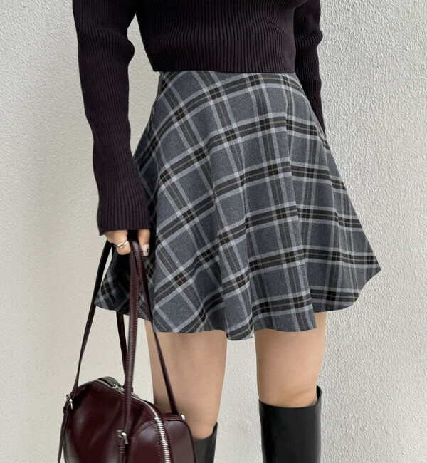  「[mline]チェックフレアミニスカート」|スカート|