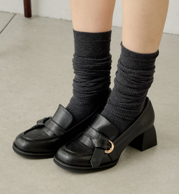  「スクエアトゥーヒールローファー」|ロングブーツ|