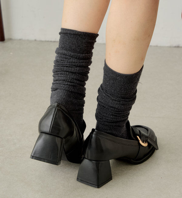  「スクエアトゥーヒールローファー」|ロングブーツ|