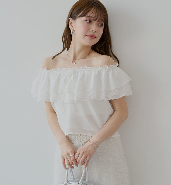  「オフショルレースフリルブラウス」|シャツ・ブラウス|