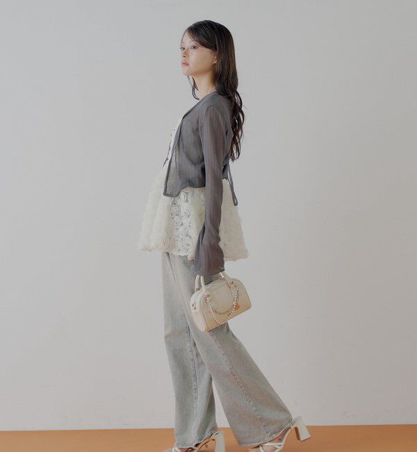  「【SALON by Chico】ローズチュールペプラムブラウス」|シャツ・ブラウス|