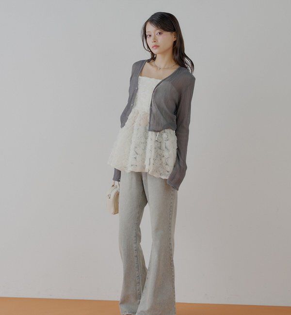  「【SALON by Chico】ローズチュールペプラムブラウス」|シャツ・ブラウス|