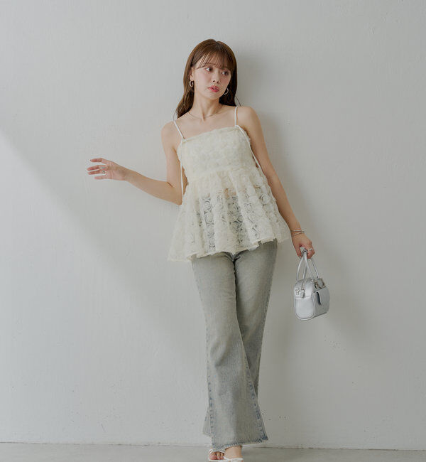  「【SALON by Chico】ローズチュールペプラムブラウス」|シャツ・ブラウス|