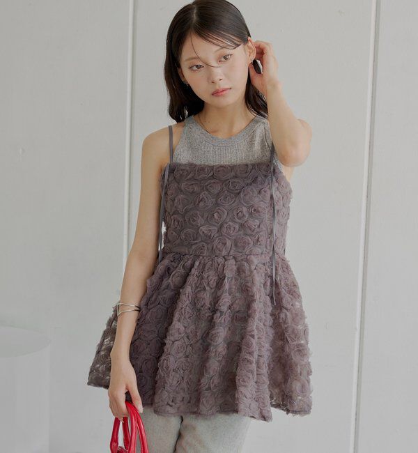  「【SALON by Chico】ローズチュールペプラムブラウス」|シャツ・ブラウス|