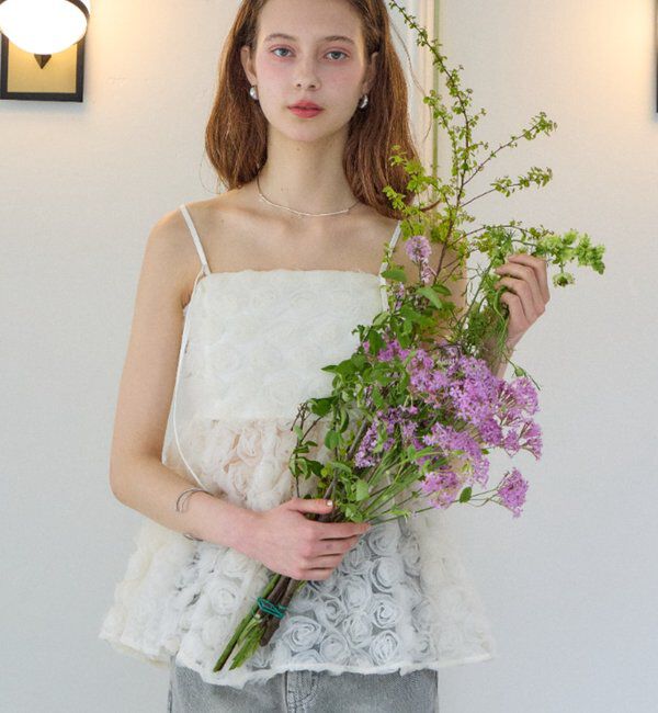  「【SALON by Chico】ローズチュールペプラムブラウス」|シャツ・ブラウス|