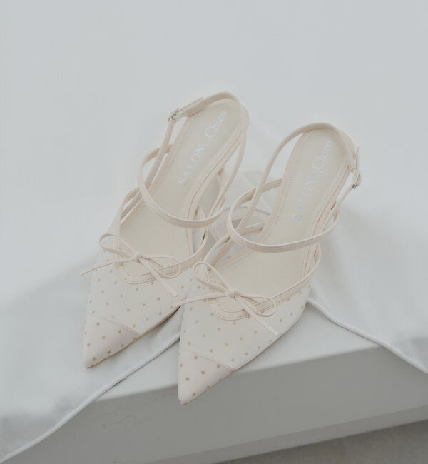  「【SALON by Chico】シアーリボンポインテッドミュール」|パンプス|アイボリー