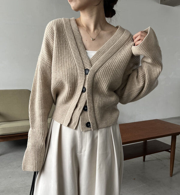  「【再入荷！】ウール100Wボタンカーディガン」|カーディガン|