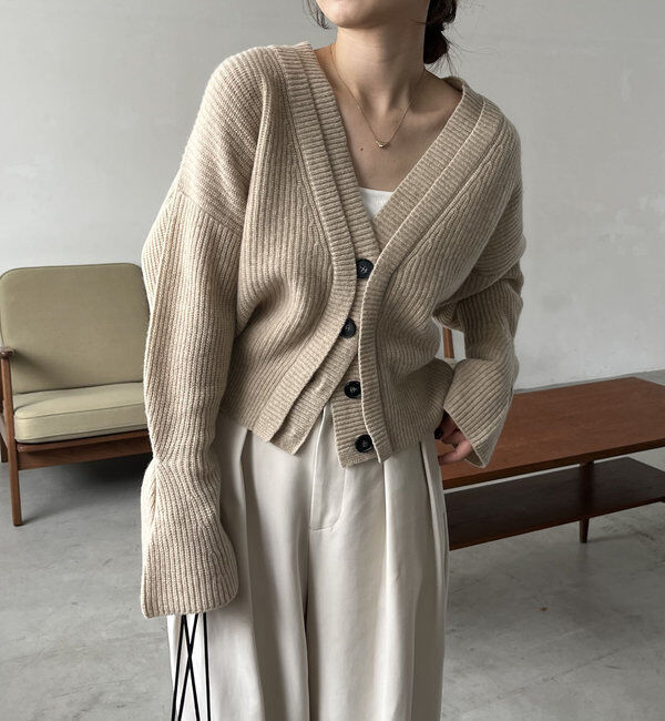  「【再入荷！】ウール100Wボタンカーディガン」|カーディガン|