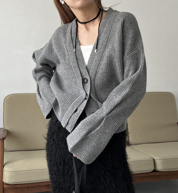  「【再入荷！】ウール100Wボタンカーディガン」|カーディガン|