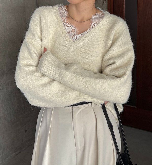  「レーストリミングニット」|ニット・セーター|