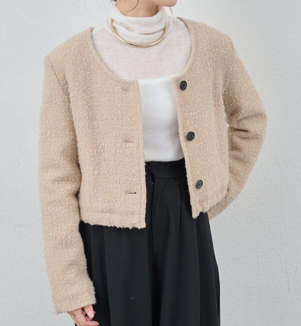  「Uネックショートジャケット」|その他|ベージュ