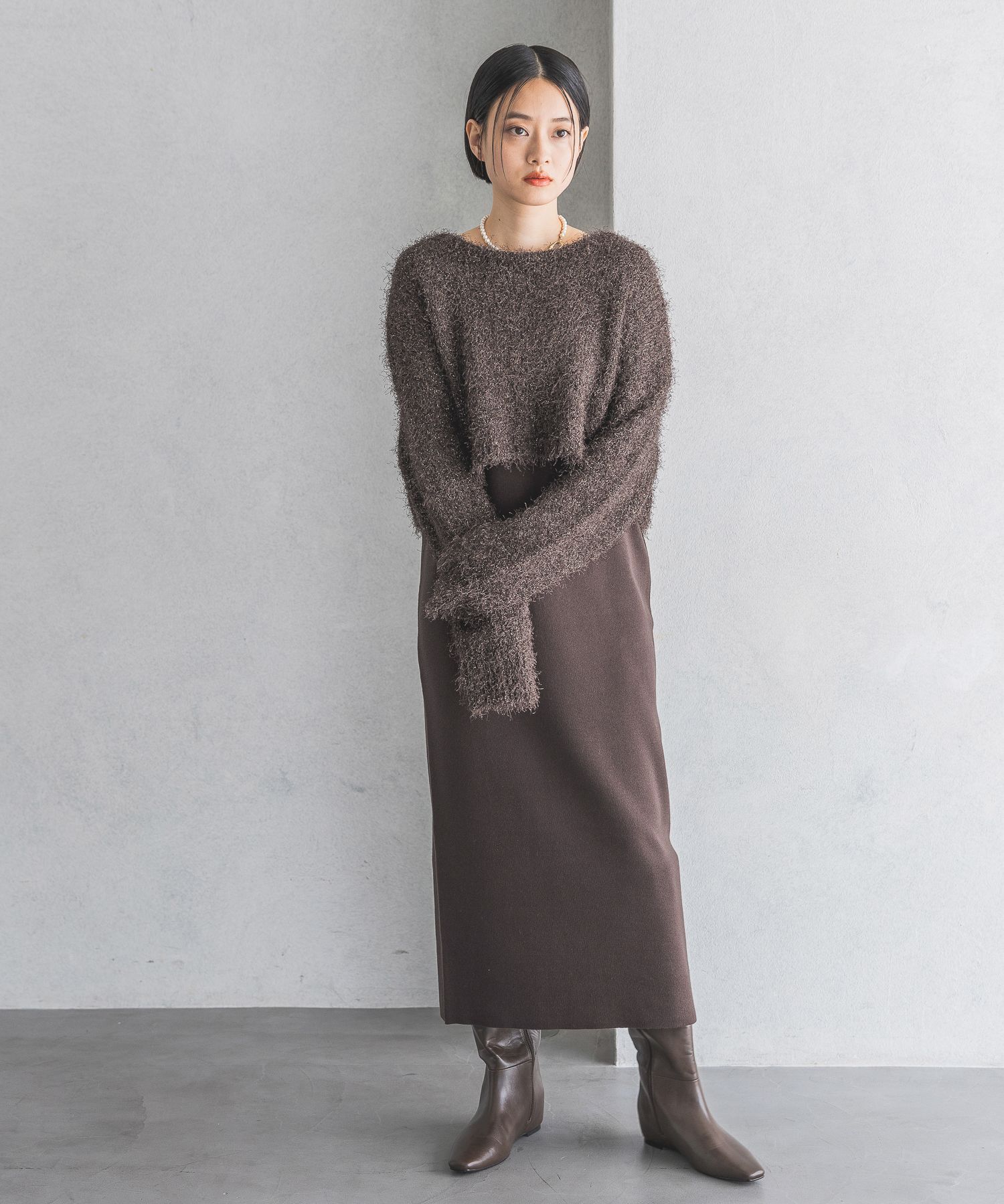 A part by 「ラメシャギー2Pセットワンピース」|ワンピース|ブラウン