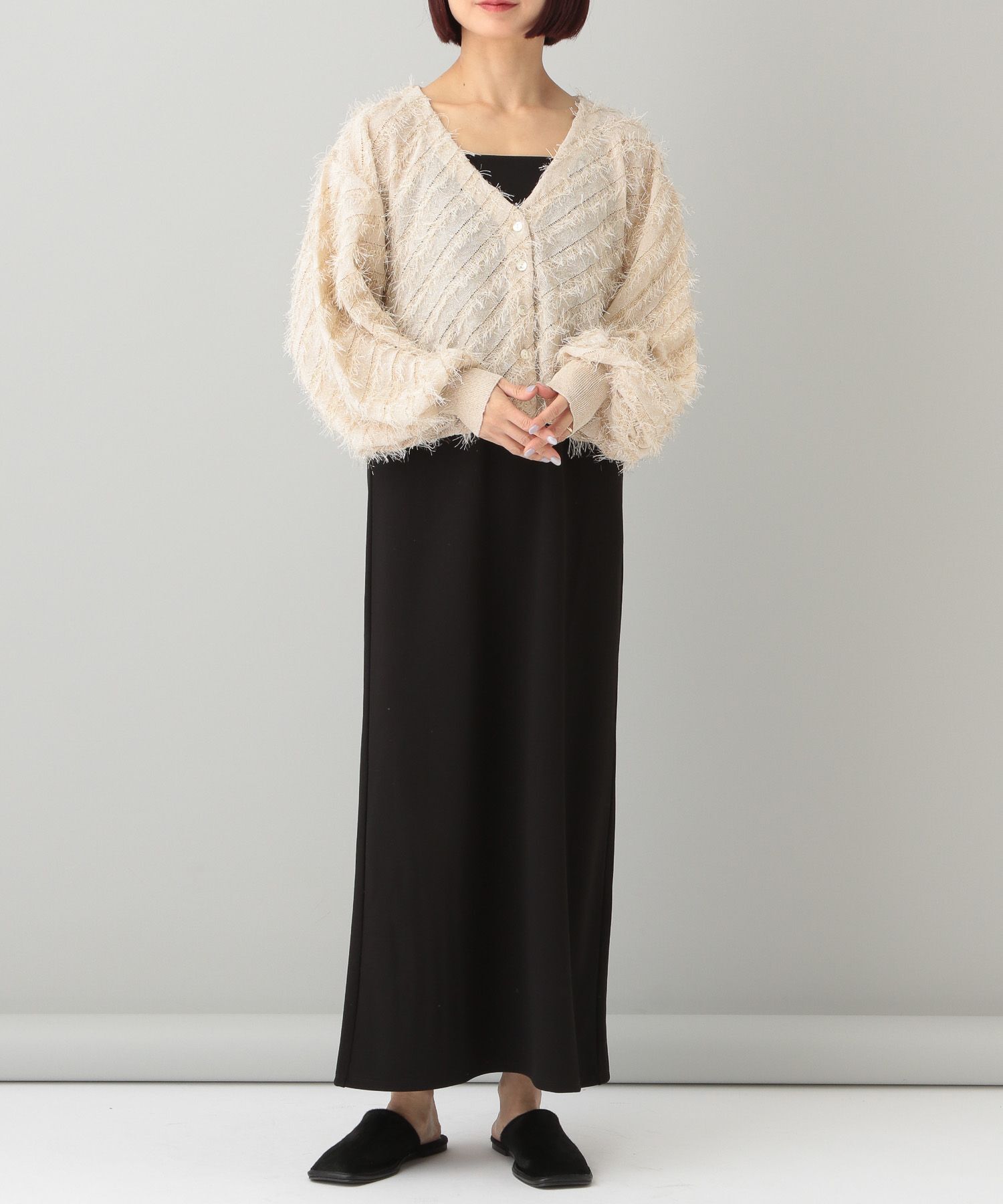 A part by 「ラメシャギーカーディガンセットドレス」|ワンピース|