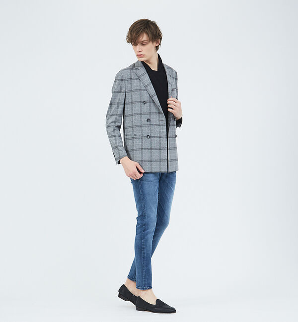 ABAHOUSE「【FLEX】BRERA メランジ ウィンドウチェック ダブルジャケット」|テーラードジャケット|