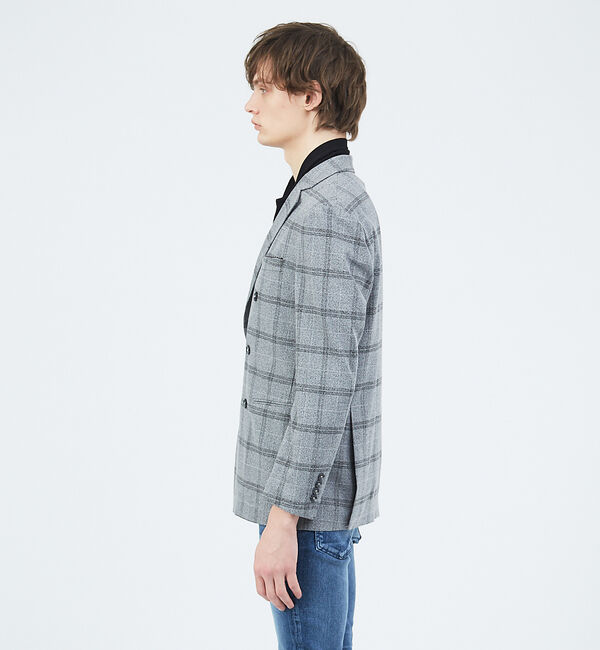 ABAHOUSE「【FLEX】BRERA メランジ ウィンドウチェック ダブルジャケット」|テーラードジャケット|