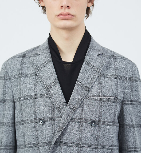 ABAHOUSE「【FLEX】BRERA メランジ ウィンドウチェック ダブルジャケット」|テーラードジャケット|