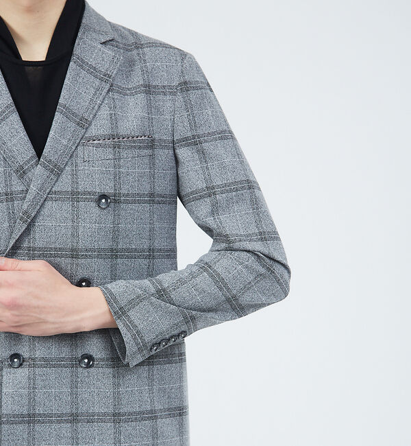 ABAHOUSE「【FLEX】BRERA メランジ ウィンドウチェック ダブルジャケット」|テーラードジャケット|