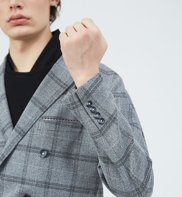 ABAHOUSE「【FLEX】BRERA メランジ ウィンドウチェック ダブルジャケット」|テーラードジャケット|