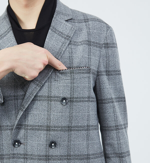 ABAHOUSE「【FLEX】BRERA メランジ ウィンドウチェック ダブルジャケット」|テーラードジャケット|