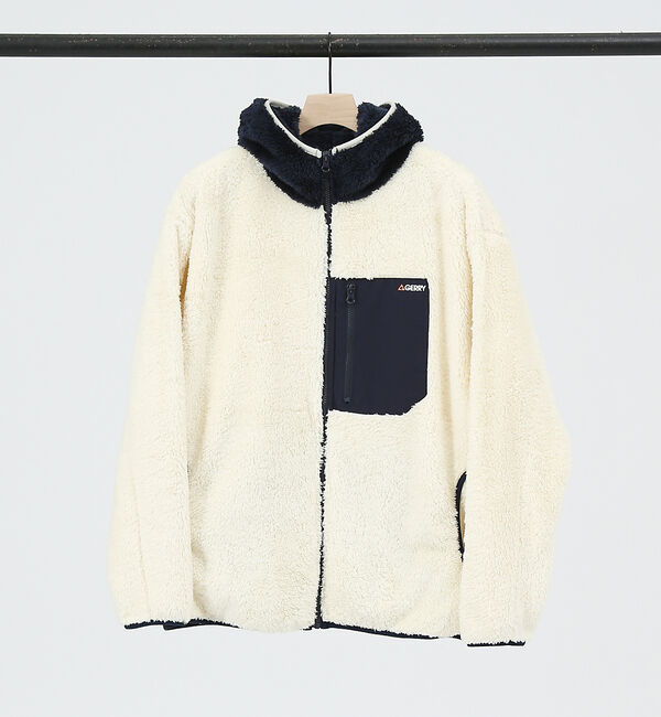 ABAHOUSE「GERRY ジェリーソフトボアZIPフードパーカー」|パーカー|アイボリー