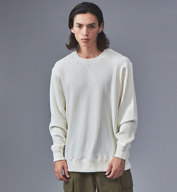 ABAHOUSE「【JEMORGAN/ジェーイーモーガン】ビッグワッフル クルーネック カットソー」|Tシャツ・カットソー|ホワイト