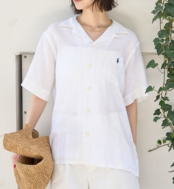 Rouge vif「【POLO RALPH LAUREN/ポロラルフローレン】クラシックフィットリネ」|シャツ・ブラウス|ホワイト