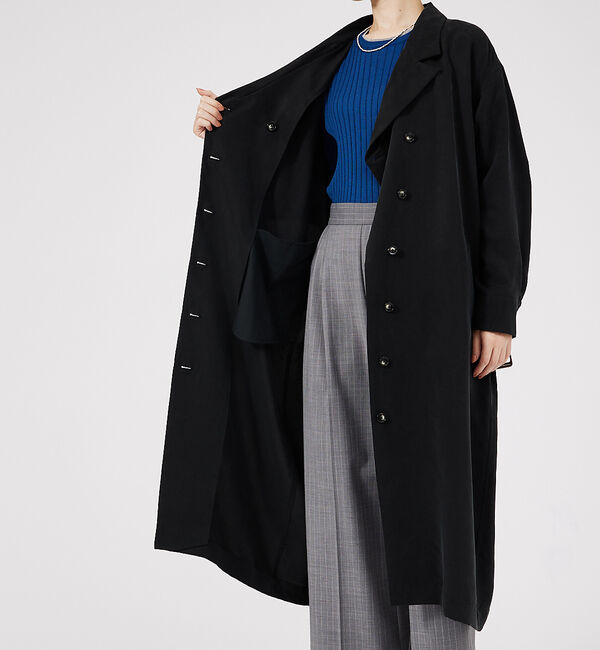 qualite「フロントダブルベルテッドコート」|トレンチコート|