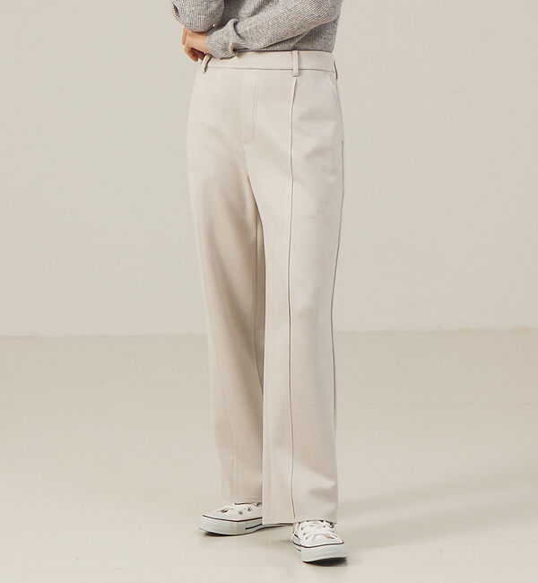 abahouse mavie「スエードストレートパンツ」|その他|アイボリー