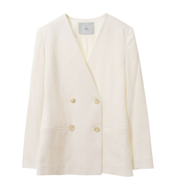 TIARA「ダブルボタンジャケット」|ノーカラージャケット|