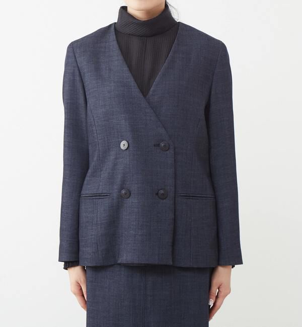 TIARA「ダブルボタンジャケット」|ノーカラージャケット|