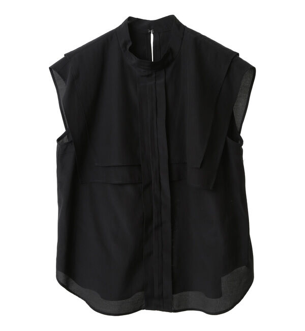 TIARA「ケープカラーノースリーブブラウス」|シャツ・ブラウス|