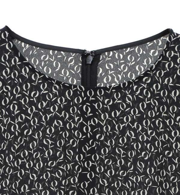 TIARA「モノトーンリーフプリントペプラムブラウス」|シャツ・ブラウス|