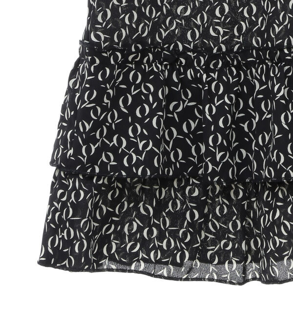 TIARA「モノトーンリーフプリントペプラムブラウス」|シャツ・ブラウス|